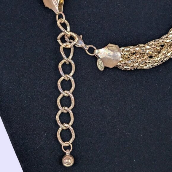 (2/$20) Braided Gold Tone Mesh Chain Necklace - Picture 4 of 5